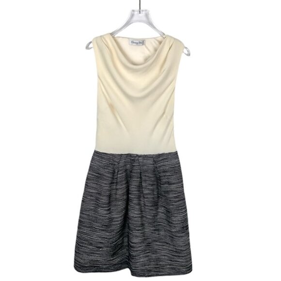 Christian Dior Sleeveless Mixed Fabric Dress Mulberry Silk Blend Ivory & Texture - Picture 1 of 7
